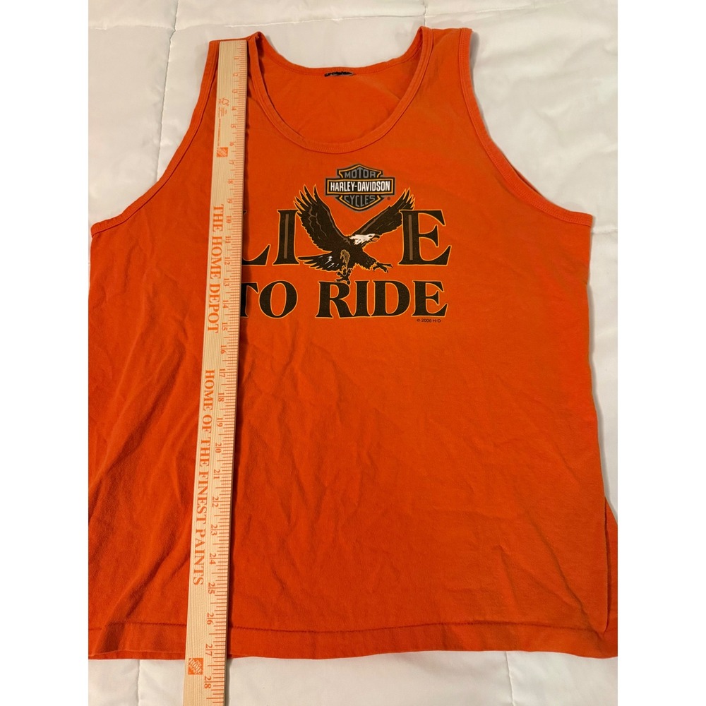 Harley-Davidson Live To Ride Tank Top Mens Orange Gettysburg PA Eagle 2006 - Picture 4 of 6